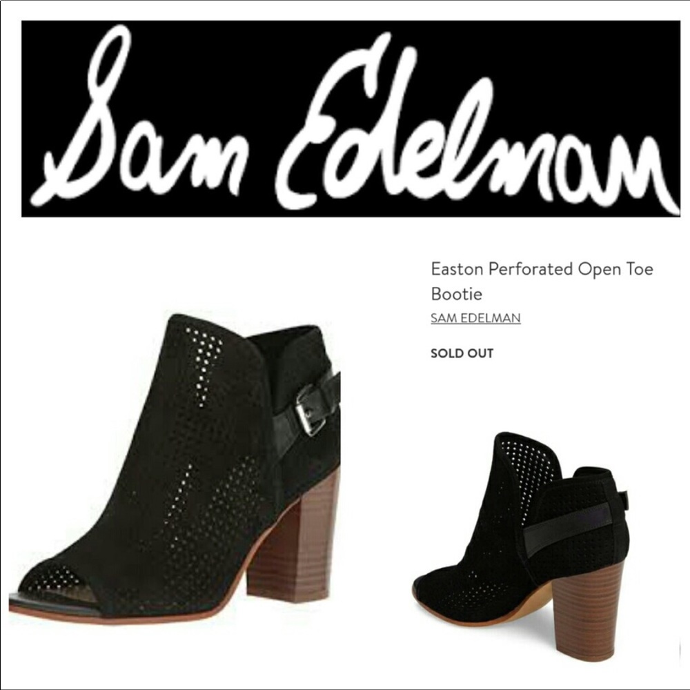 Sam Edelman Peep Toe Black Booties 8.5